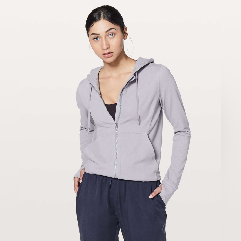 Lululemon Press Pause Jacket Lavender Grey Pima Cotton Lightweight Hoodie